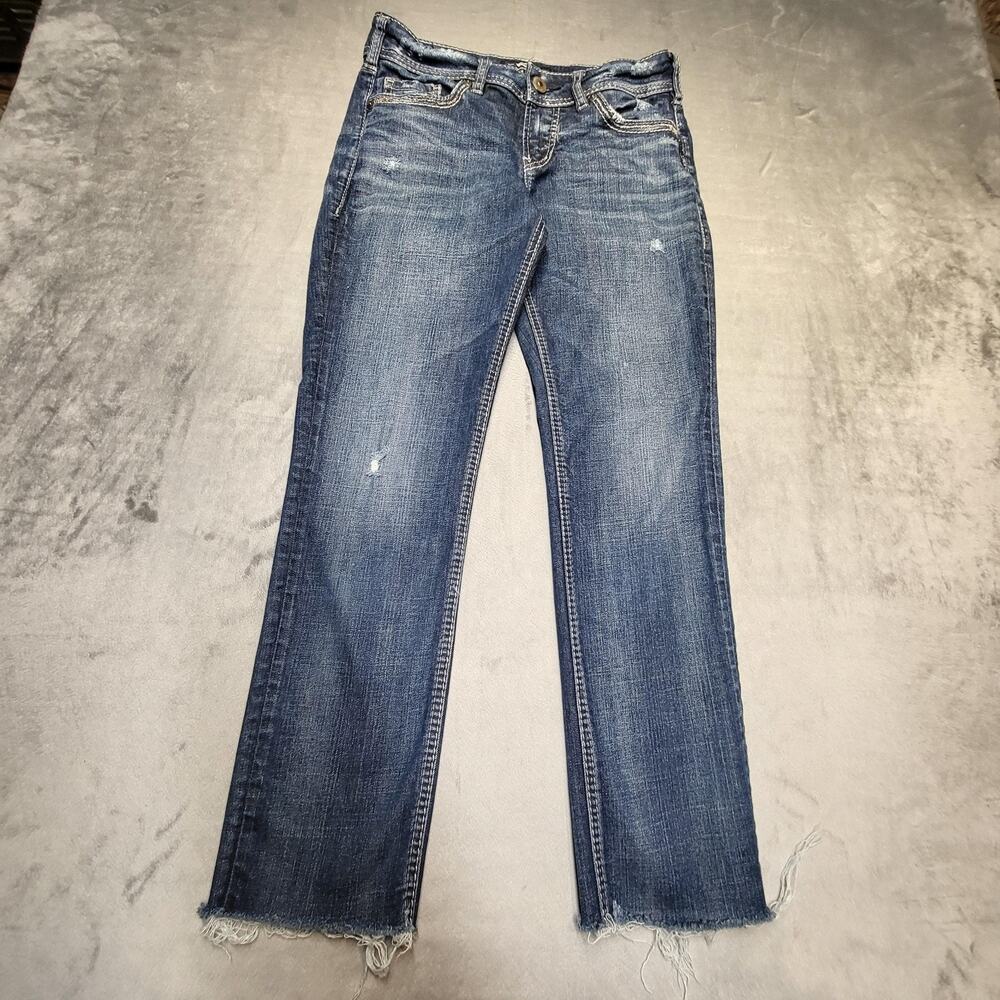 Silver Jeans Suki Ankle Slim Jeans Womens 28x27 Distressed Raw Hem L93335SJL466